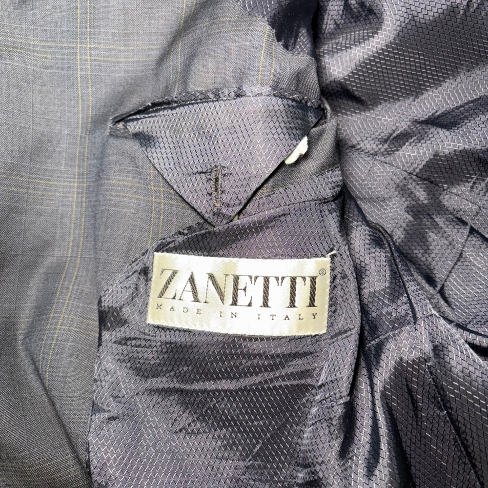 Zanetti Mens 52R Blue Plaid Blazer Angelico Super 130s Wool Sport Coat Italy - Picture 5 of 11